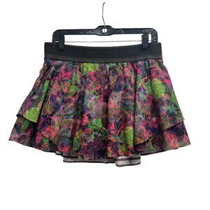 lululemon athletica Black Waistband Multi-Color Floral Mini Skirt
